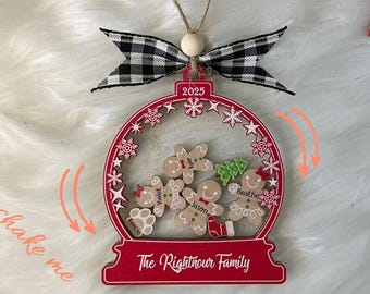 Cool Gingerbread with Christmas Family Ornament 2025, 4D Customized Cookie Ornament Gift for Christmas, Custom Family Ornament 2025