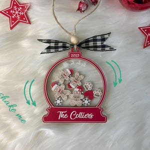 Cute Gingerbread with Christmas Hats Family Ornament 2025, 4D Customized Cookie Ornament Gift for Christmas, Custom Family Ornament