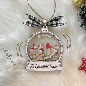 Personalized Gingerbread With Hat Family Christmas Ornament, Custom Family Ornament 2026, 4D Customized Cookie Ornament Gift for Christmas