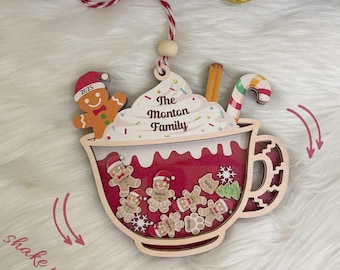 かわいいジンジャーブレッドの4Dシェイクファミリーオーナメント、カスタムマシュマロファミリーシェイカーオーナメント、ファミリーオーナメント2025、クリスマスの記念品