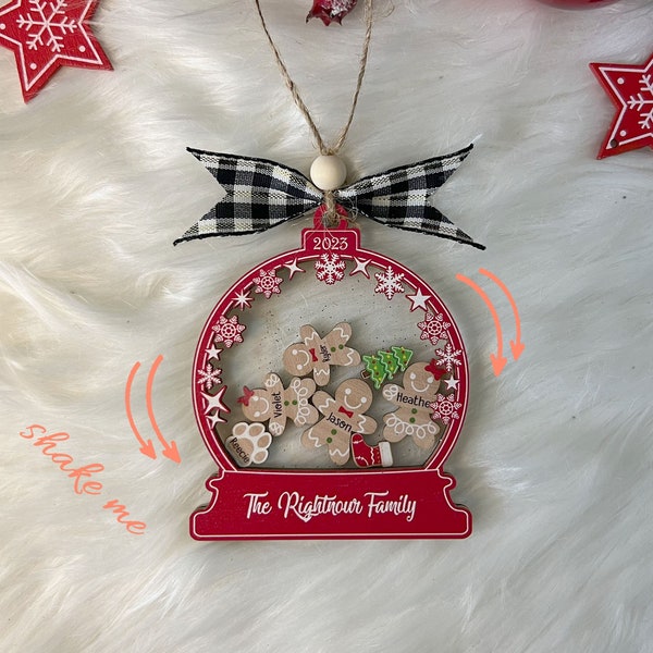 Cool Gingerbread with Christmas Family Ornament 2024, 4D Customized Cookie Ornament Gift for Christmas, Custom Family Ornament 2024