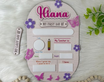 Personalized First Day of School Sign With Butterfly, First Day of Kindergarten Sign, 1st Day of Preschool, Back to School Sign, School Sign