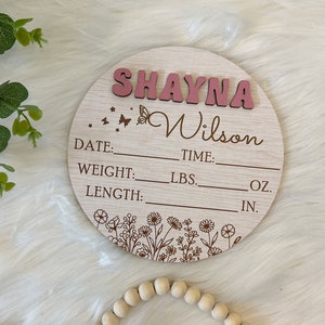 Personalized Baby Arrival Announcement Sign, Baby Name With Birth Stats Sign, Baby Name Reveal, Custom Baby Announcement, Sign For Hospital