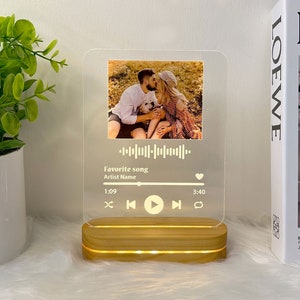 Personalized Acrylic Song with Photo, Custom Music Plaque Gifts, Acrylic Album Gift, Music Plaque with Light Stand, Valentine Gifts Photo