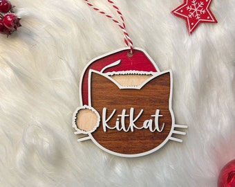 Personalized Cat Ornament, Custom Cat ornament, Cat Christmas Ornament, Personalized Pet Ornament, Gift for Cat Lover, Cat Lover Ornament