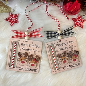 Cute Money Holder Christmas Ornament Gifts, Here’s A Few Bucks for Christmas, Wooden Ornament, Reindeer Money Holder Tree Christmas Gifts