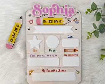 Personalized First Day of School Sign 2025, First Day of Kindergarten Sign, 1st Day of Preschool, Back to School Sign, First and Last Day