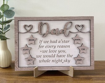 Personalized Dad Sign with Kids Names, Fathers Day Gift, Star Sign Gifts for Dad from Daughter, Gift from Kids, Dad Wood Sign, Dad Gift