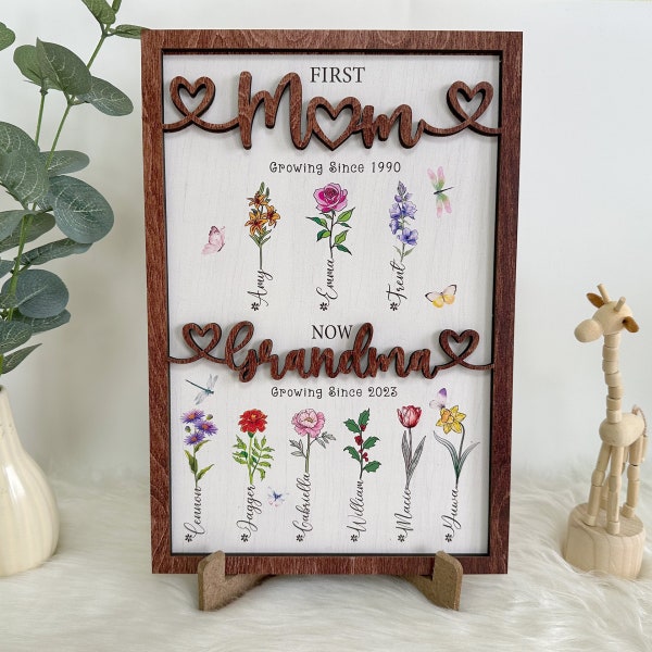 Personalized Birth Month Flowers Mothers Day, Custom Grandma's Garden Wooden Sign, Gift For Mom, Gift For Grandma, Mother's Day Gift