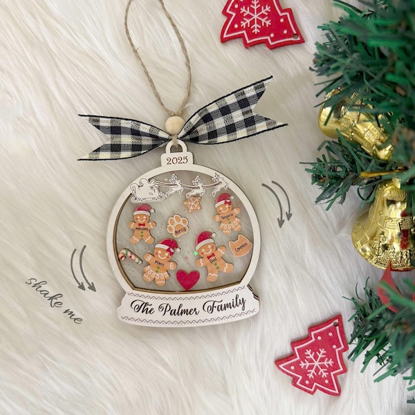 Addobbo di famiglia personalizzato 2025, addobbo personalizzato per biscotti di pan di zenzero con nomi, regalo di Natale ricordo per le famiglie Babbo Natale