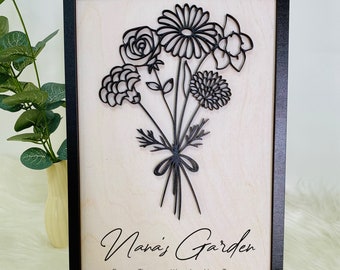 Regalo personalizado para la abuela de los nietos, Flor de nacimiento del jardín de Nana, Regalo del día de la madre para mamá, Regalo para Nana