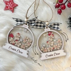 Personalized Cousin Crew Gingerbread Family Christmas Ornament, Custom Family Ornament 2025, 4D Customized Cookie Ornament Gift Christmas
