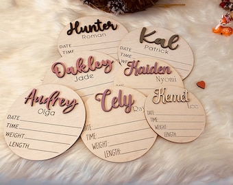 Personalized Baby Announcement Sign with Birth Stats, Footprint Sign For Newborn, Name Reveal, Hello My Name Is Sign, Sign For Hospital