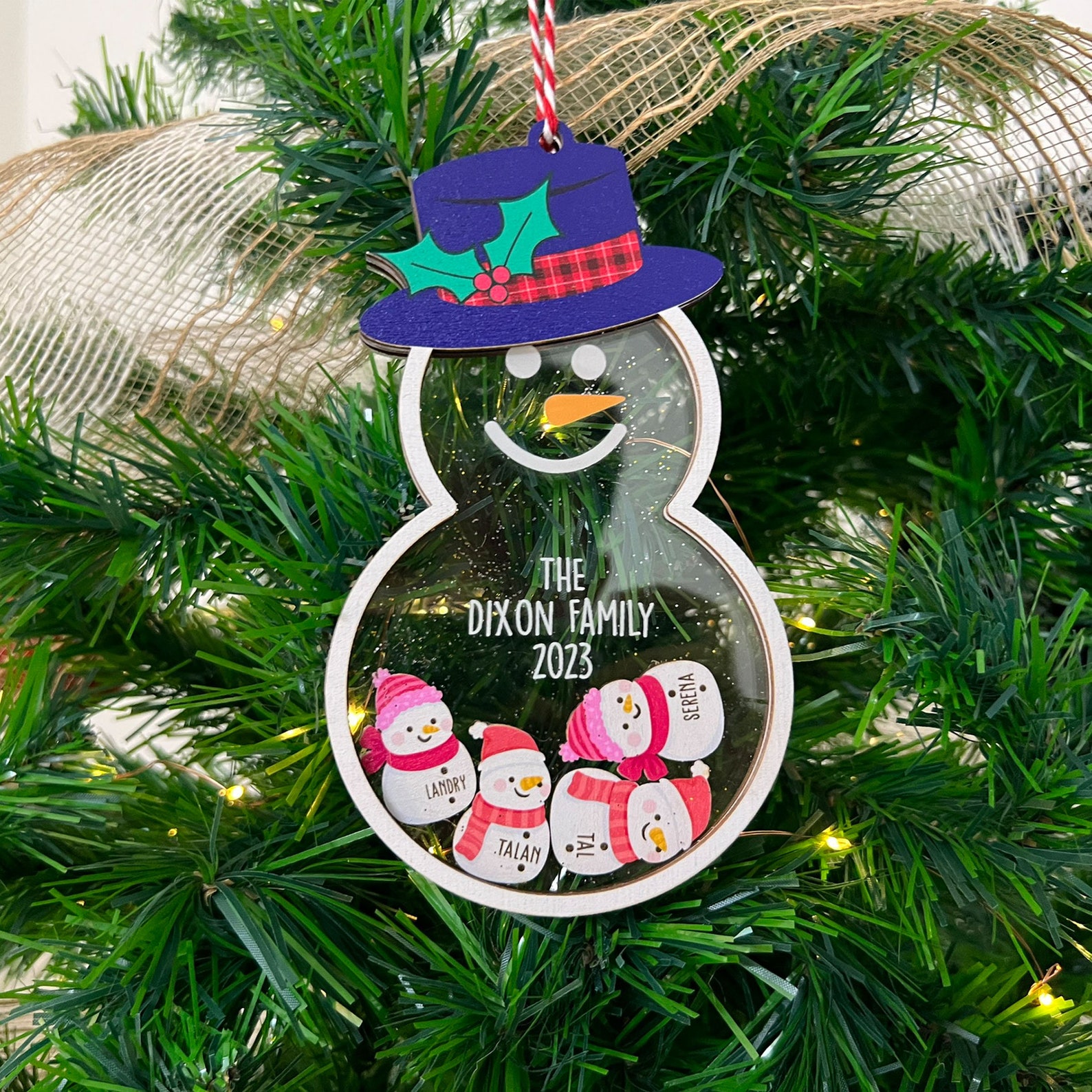 Personalized Snowman Family Christmas Ornament, Family Ornament Custom ...