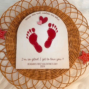 Personalized Valentine's Day Footprint Sign , Kids Milestones, Baby ...