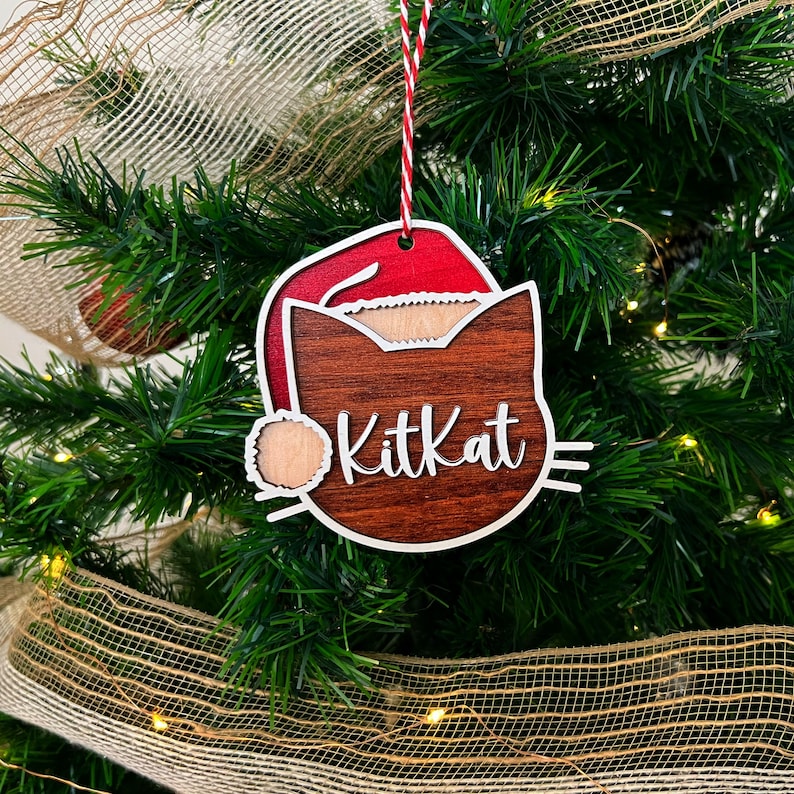 Personalized Cat Ornament, Custom Cat Ornament, Cat Christmas Ornament ...