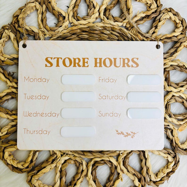 Store Hours Sign With White Marker Board Fields – Business Hours Sign ...