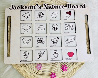 Personalized Nature Hunt Board | Montessori Scavenger Hunt Tray | Outdoor Forest School Game | Custom Nature Activity for Kids