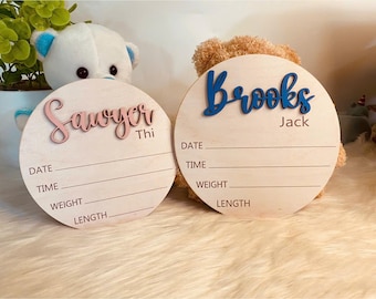 パーソナライズされた出産お知らせサイン、出産統計付き赤ちゃんの名前、赤ちゃんの名前発表、カスタム出産お知らせサイン、病院用サイン