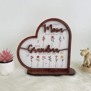 Custom Grandma's Garden Wooden Sign, Personalized Birth Month Flowers Mothers Day,  Gift For Mom, Gift For Grandma, Mother's Day Gift