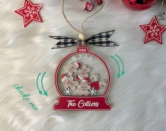 Cute Gingerbread with Christmas Hats Family Ornament 2026, 4D Customized Cookie Ornament Gift for Christmas, Custom Family Ornament