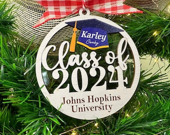 Personalized Class of 2024 Graduation Ornament, Custom School Graduation Ornament Gift, Graduation Gown Ornament, 2024 College Graduation