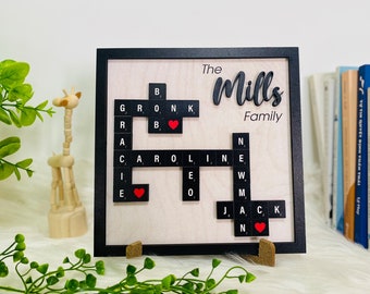 パーソナライズされた母の日と父の日のギフト、私たちの家族、パーソナライズされた子供の名前、おじいちゃん、おばあちゃんへの部屋の装飾ギフト用の木製フレーム