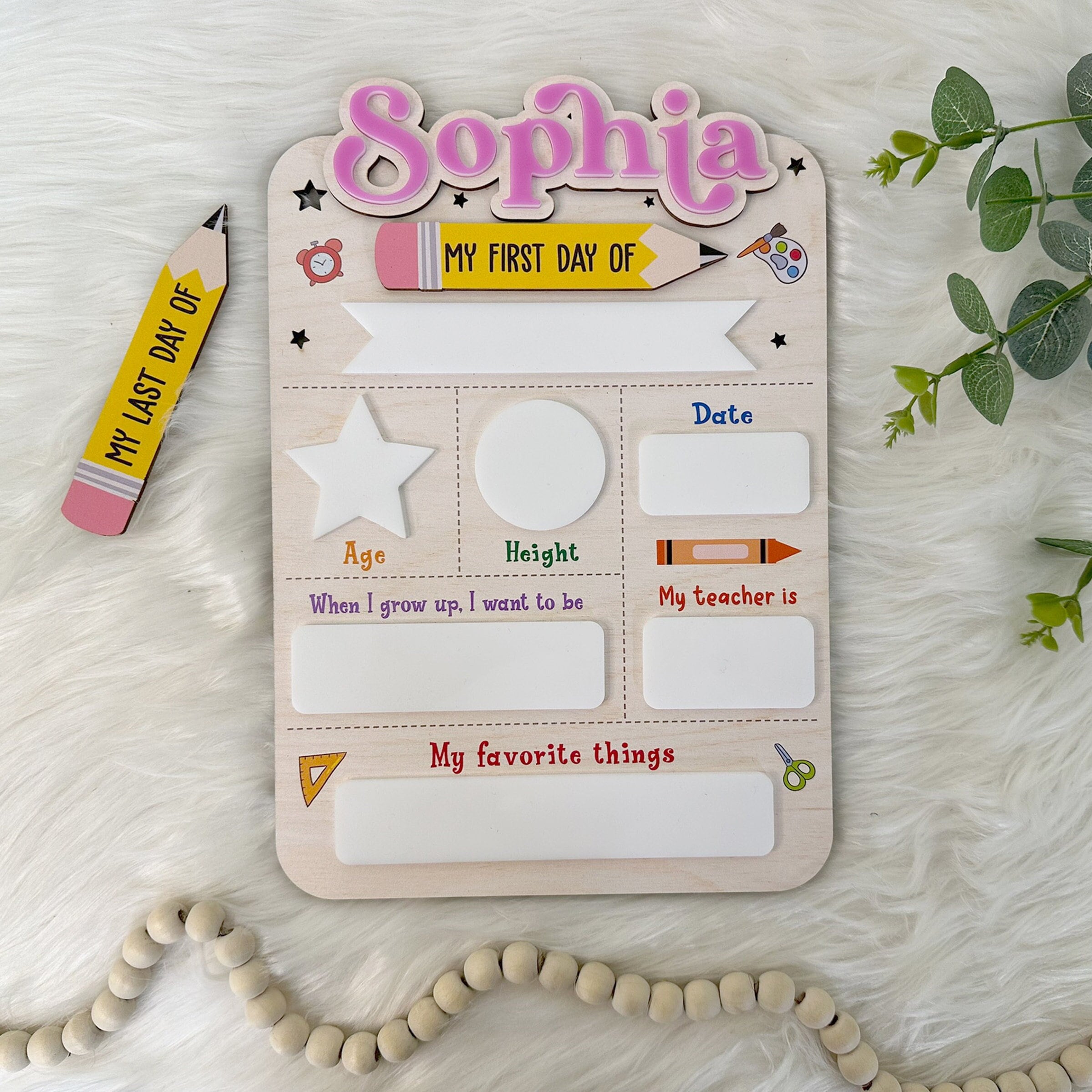 Personalized First Day of School Sign 2025, First Day of Kindergarten Sign, 1st Day of Preschool, Back to School Sign, First and Last Day
