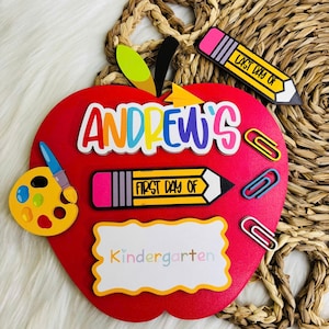 Letrero personalizado para el primer y último día de clases, letrero de regreso a clases, letrero escolar de Apple con foto, letrero para el primer día de clases de jardín de infantes