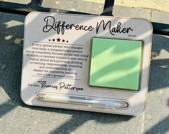 Personalized Difference Maker Sticky Notepad Gift, Difference Maker Note Holder, Difference Maker Gift, Coworker Farewell Gift
