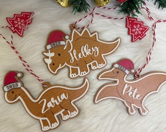 パーソナライズされた恐竜のオーナメント、カスタムベビーオーナメント、トレックスオーナメント、赤ちゃんの名前入り恐竜オーナメント、フェルト製恐竜オーナメント