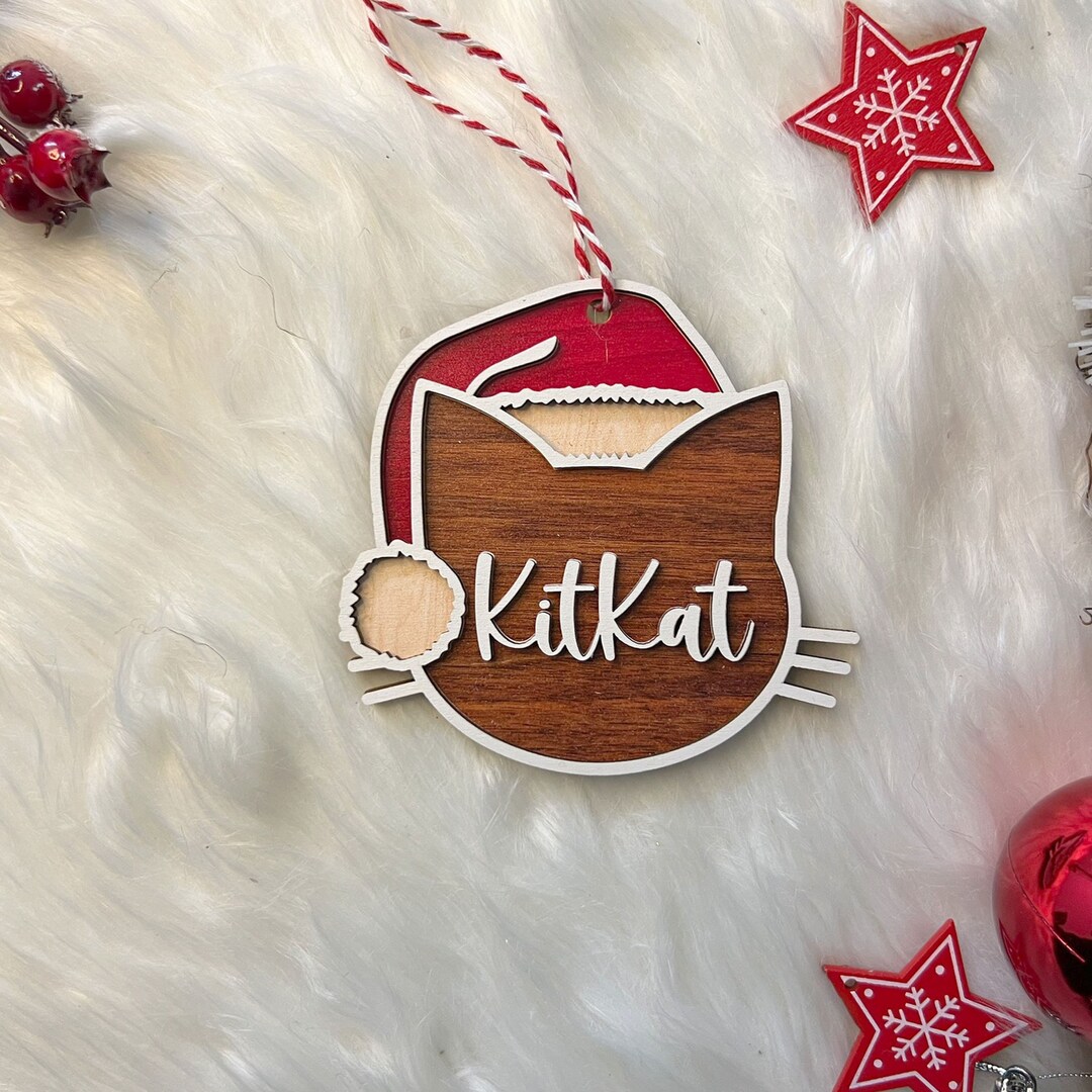 Personalized Cat Ornament, Custom Cat Ornament, Cat Christmas Ornament ...