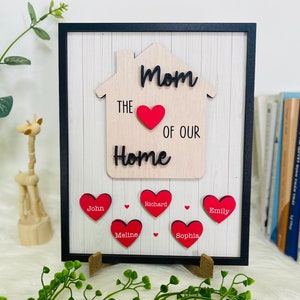 Personalized Frame Sign, The Love Of Our Home, Mothers Day Sign, Heart Custom Name, Mother&#39;s Day 2024, Gift For Grandma, Mothers Day Sign