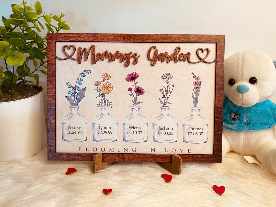 Personalized Birth Month Flowers Mothers Day, Custom Grandma's Garden Wooden Sign, Gift For Antie, Gift For Grandma, Mother's Day Gift - Canada