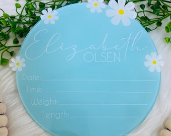Hello My Name Is Sign, Sign For Hospital Painted Name Only Acrylic Disc for New Baby Birth Announcement Gender Reveal Baby Arrival Sign