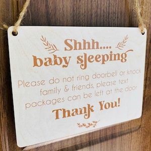 Letrero personalizado de bebé durmiendo, letrero de timbre de &quot;No molestar&quot;, letrero de puerta de entrada de &quot;No tocar el timbre&quot;