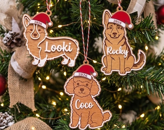 Gepersonaliseerd kerstornament voor honden, ornament voor de eerste kerst van je hond, ornament met de naam van je huisdier, ornament voor elk hondenras, cadeau voor een puppy