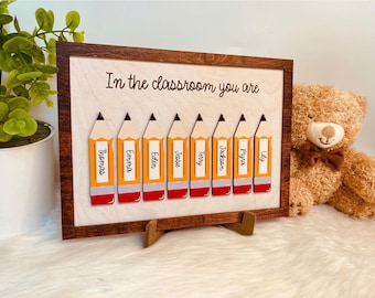 パーソナライズされた教師 3D サイン、この教室にあなたがいる、教師サイン、教師への感謝の贈り物、カスタム教師名、教室の装飾