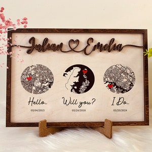 Personalisierte Hochzeitsgeschenk, Hello Will You I Do, Benutzerdefinierte Datum und Stadt Karte, Geburtstag Geschenk, Neues Zuhause Geschenk für Paar
