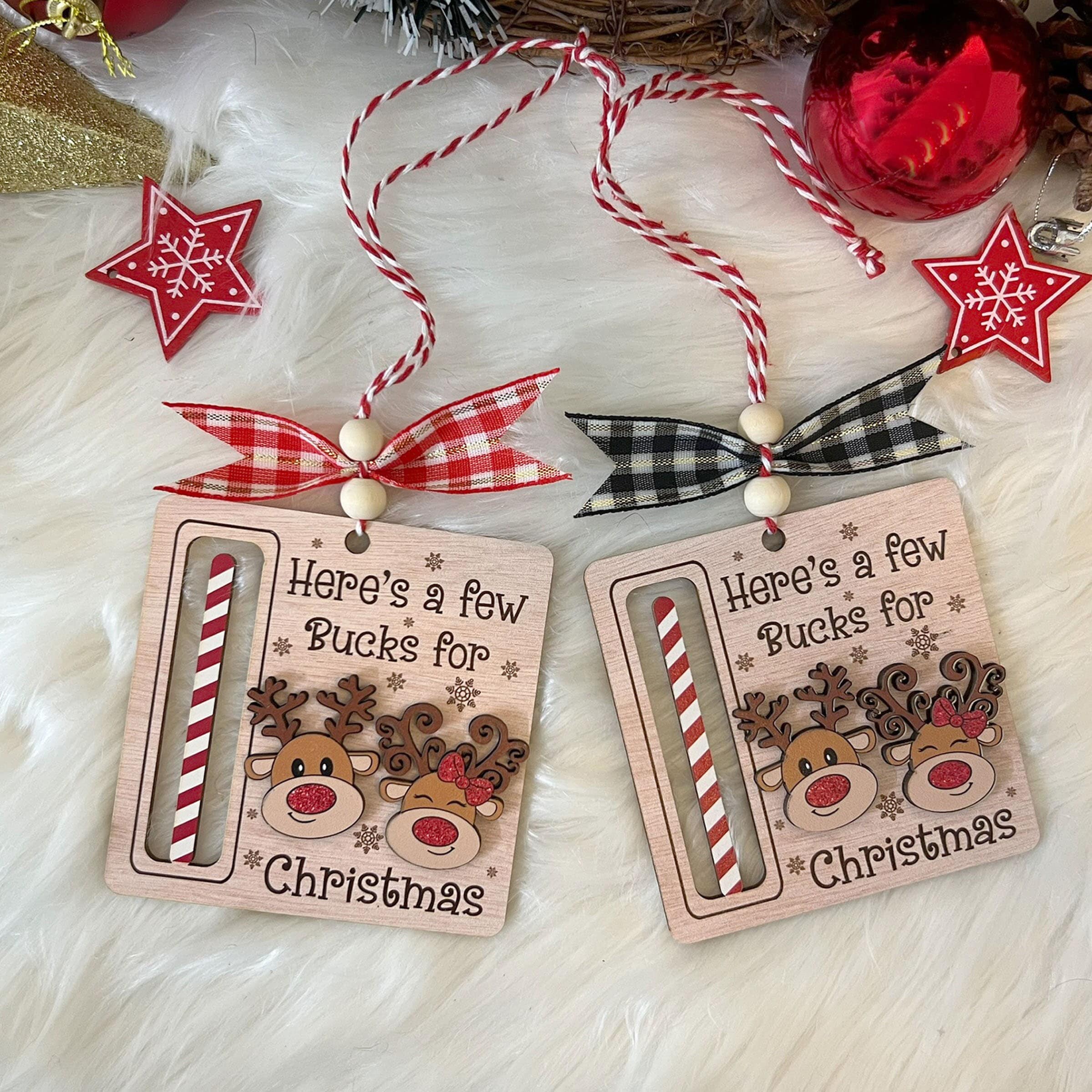 Cute Money Holder Christmas Ornament Gifts, Here’s A Few Bucks for Christmas, Wooden Ornament, Reindeer Money Holder Tree Christmas Gifts