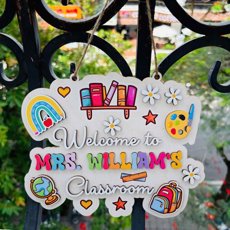 Personalized 3D Teacher Sign, Teacher Door Hanger, Teacher Welcome Sign ...