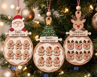 Personalized Grandma & Grandpa's Perfect Batch, Family Christmas Ornament 2026, Grandmas Perfect Batch Keepsake, Gingerbread Family Decor