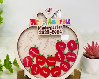 Back to School Personalized Interchangeable Sign, Class of 2024 sign, Apple First and Last Day Of Personalizing Class and Student Names