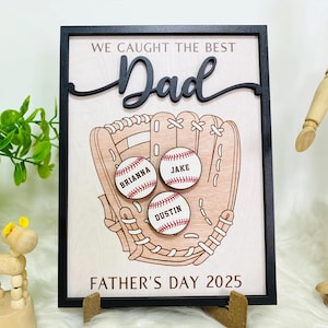 Personnalisé Nous avons attrapé le meilleur papa, Nom de l'enfant, Lancer de ballon personnalisé, Sports actifs, Super attrapeur de ballon, Cadeau pour papa