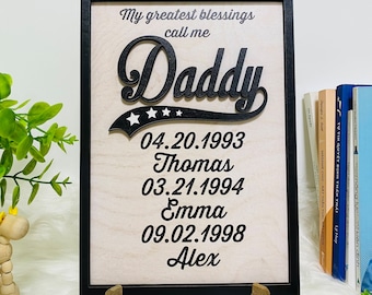 Personalizado Mis mayores bendiciones Llámame papá, Los logros de ser padre, Feliz día del padre, Regalo para papá, Nombre personalizado del niño