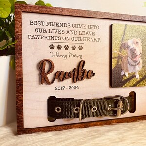Personalized Dog Memorial Wood Frame With Collar Holder, Memorial Pet ...