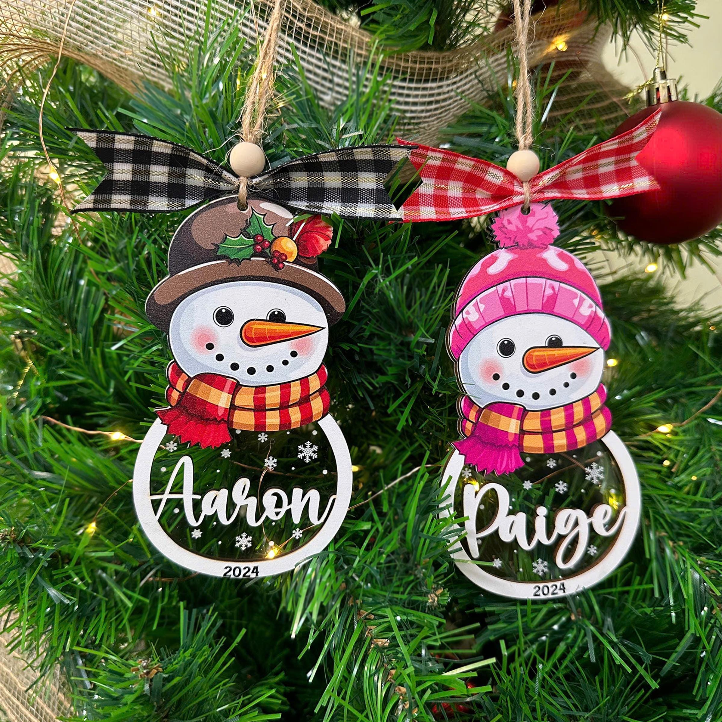 Personalized Snowman Ornament Christmas 2024, Custom Snowman