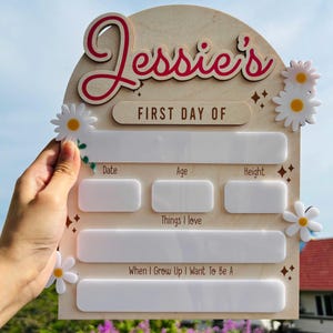 Letrero personalizado intercambiable para el primer y último día de clases, letrero floral para el primer día de clases, accesorios para fotos escolares, letrero de margaritas para la vuelta al cole.