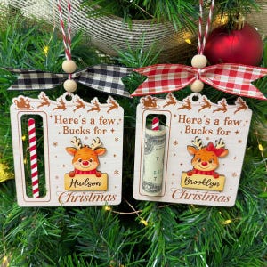 Personalized Christmas Money Holder Gifts, Here’s A Few Bucks for Christmas, Reindeer Money Holder, Santa Money Holder, Xmas Gift for Family