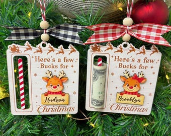 Personalized Christmas Money Holder Gifts, Here’s A Few Bucks for Christmas, Reindeer Money Holder, Santa Money Holder, Xmas Gift for Family